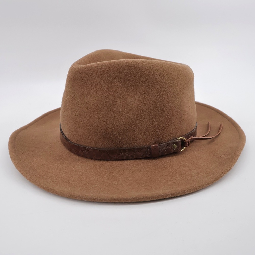 Lite Felt Wool Wide Brim Fedora Camel Brown Made in USA